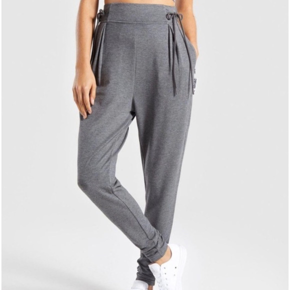 Gymshark Slounge Cinched Joggers Pants High Waist Heather Gray Women's SZ Medium - Picture 1 of 5